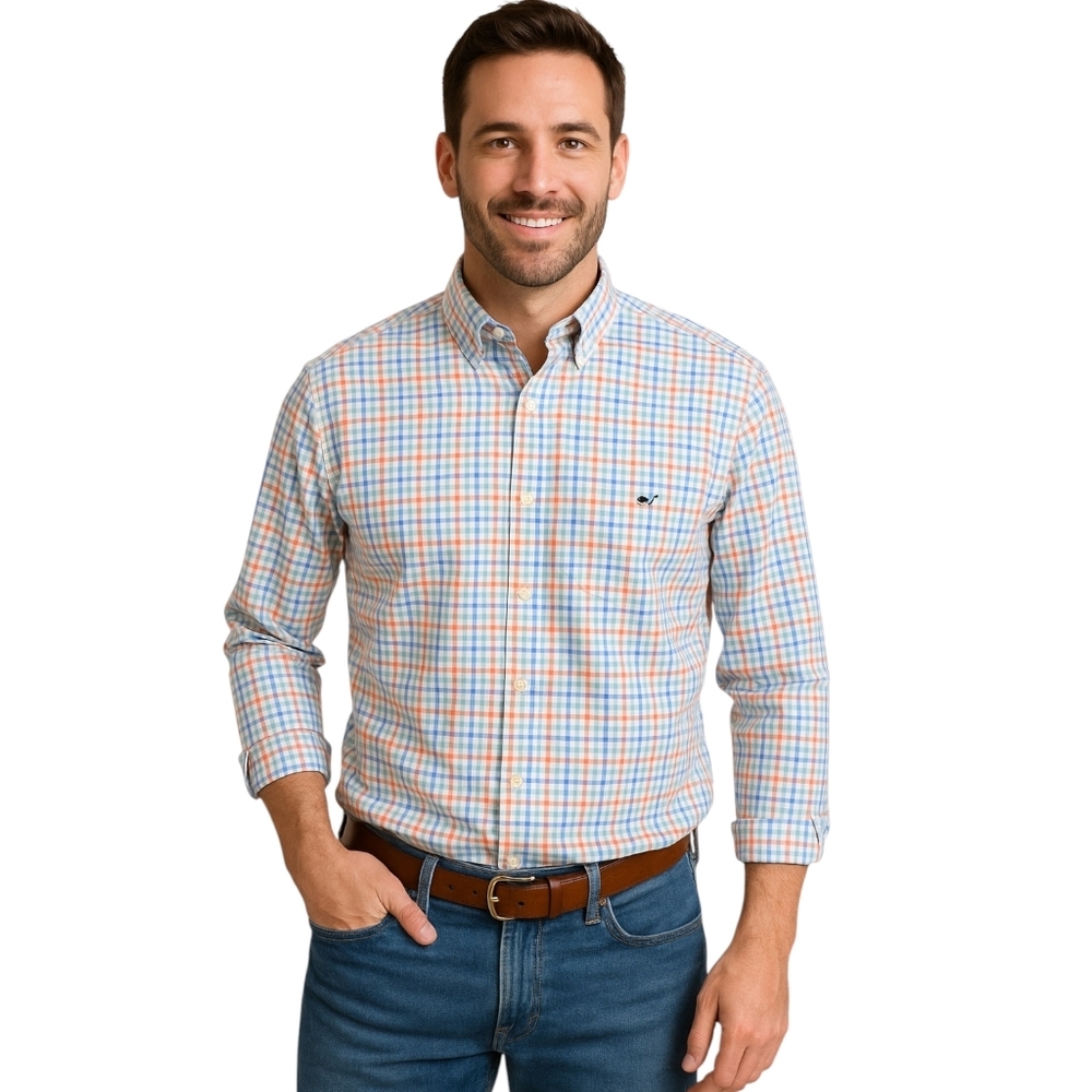 Vineyard Vines Classic Fit Button-Down Shirt Plaid Check Whale Logo Size M